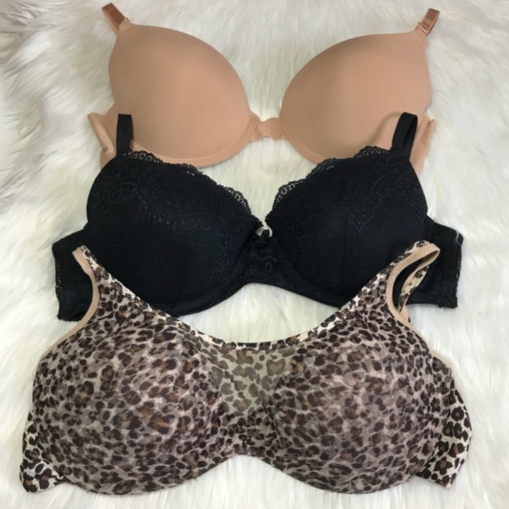 3 Bra Bundle Cheetah Tan Black 38c